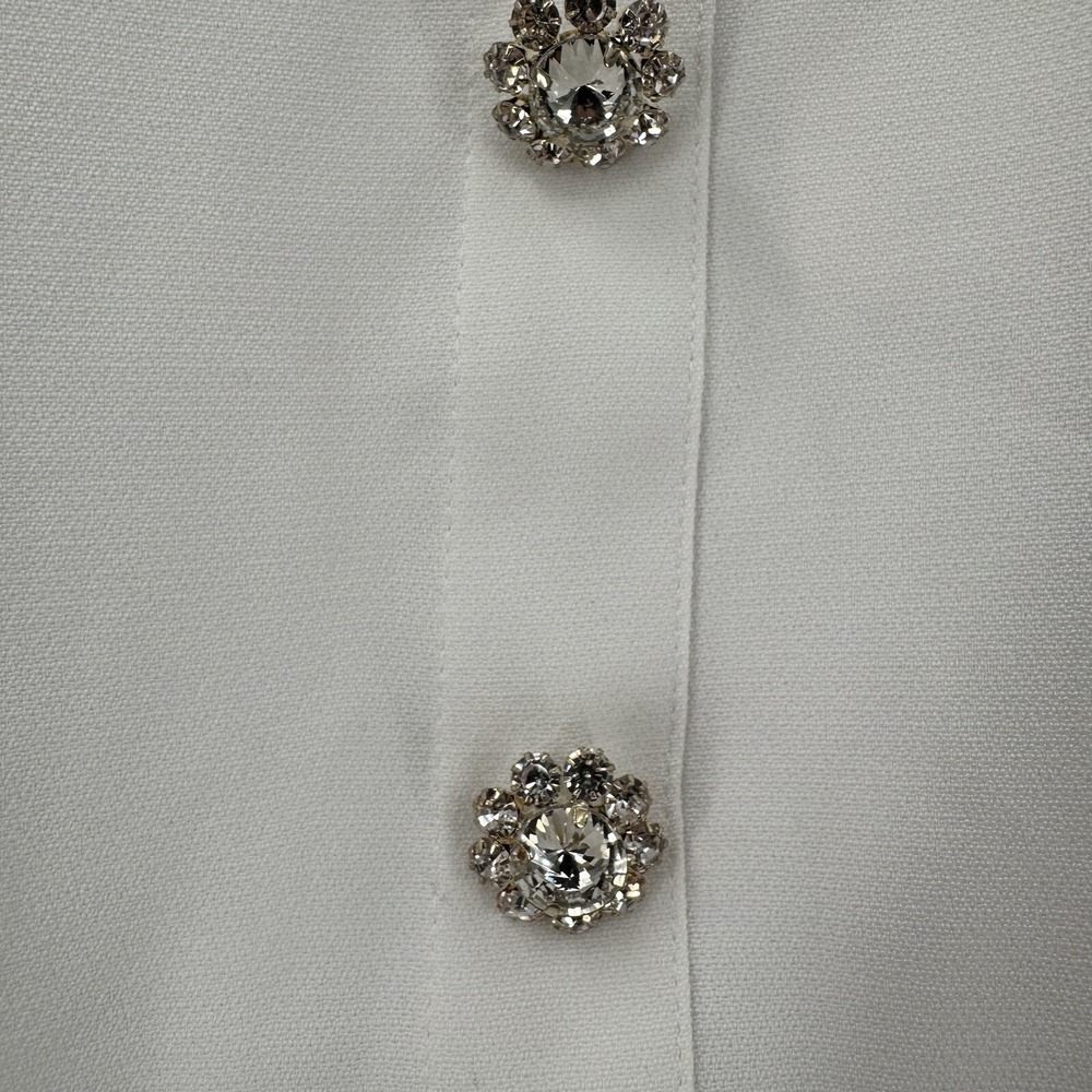 Danielle‎ Bernstein Mini Dress Womens XL White Rhinestone Bling Button Party NWT - Picture 5 of 13